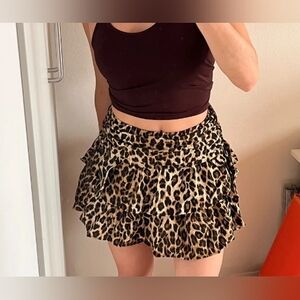 Leopard Print Ruffle Skirt